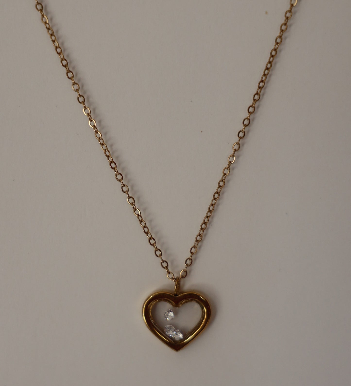 Crystals in Heart Necklace