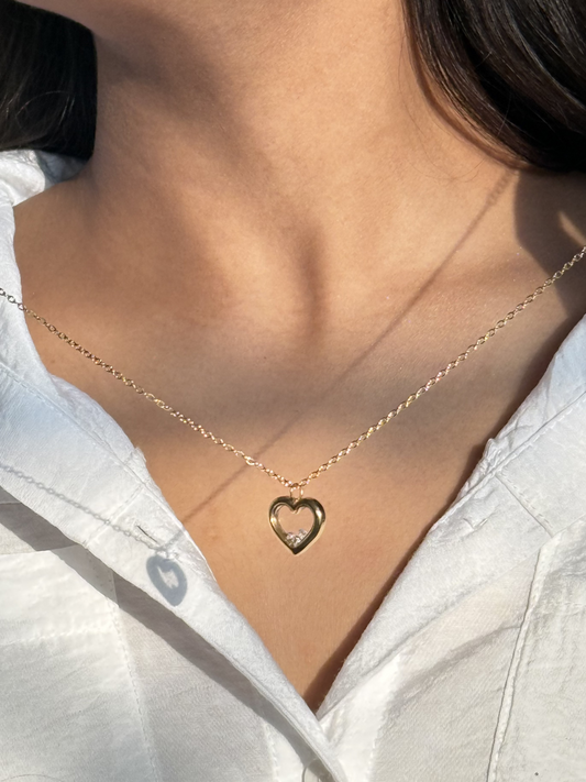 Crystals in Heart Necklace