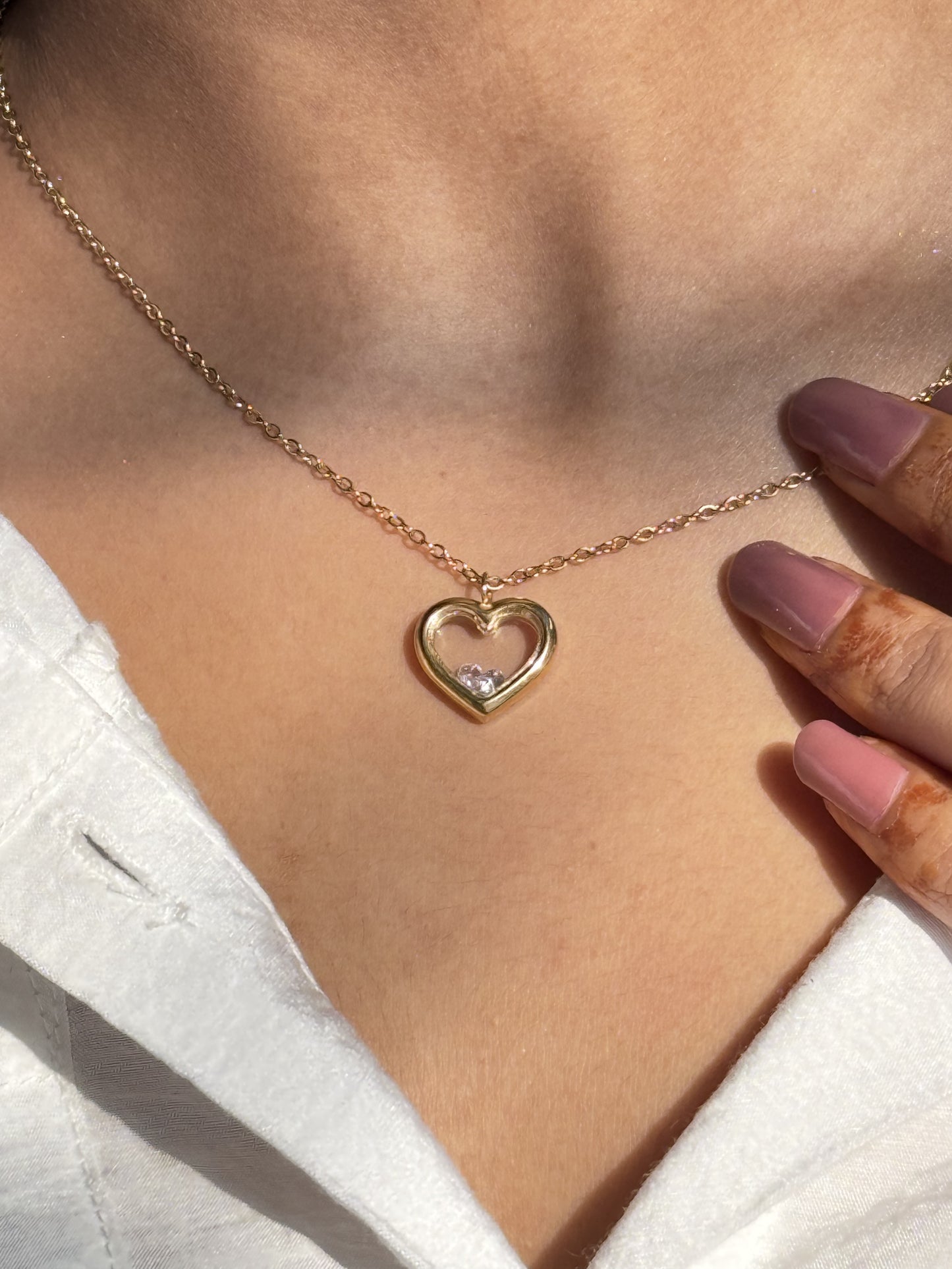 Crystals in Heart Necklace