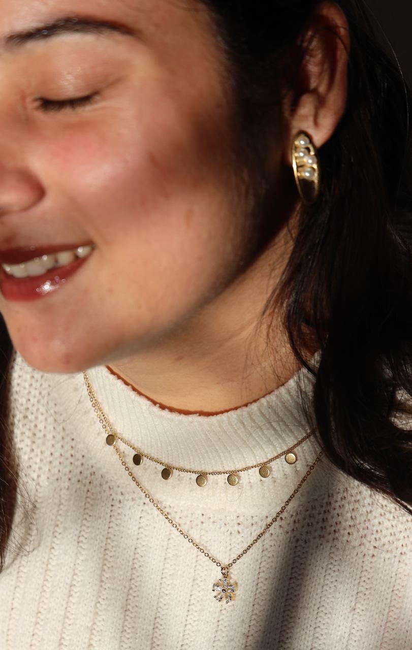 Crystal Flower Double layer Necklace